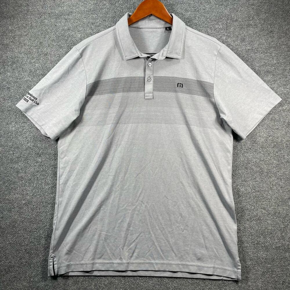 Travis Mathew Golf Polo Shirt Men's XL Gray Color Block Pima Cotton Stretch